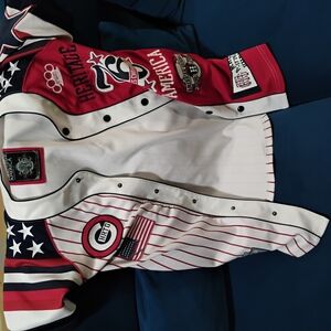 Red and White Heritage Baseball Jersey